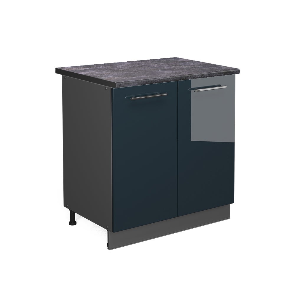 Vicco Szafka pod zlew Fame-Line, Ciemnoniebieski wysoki połysk, 80 cm z półką, BP Antracyt
