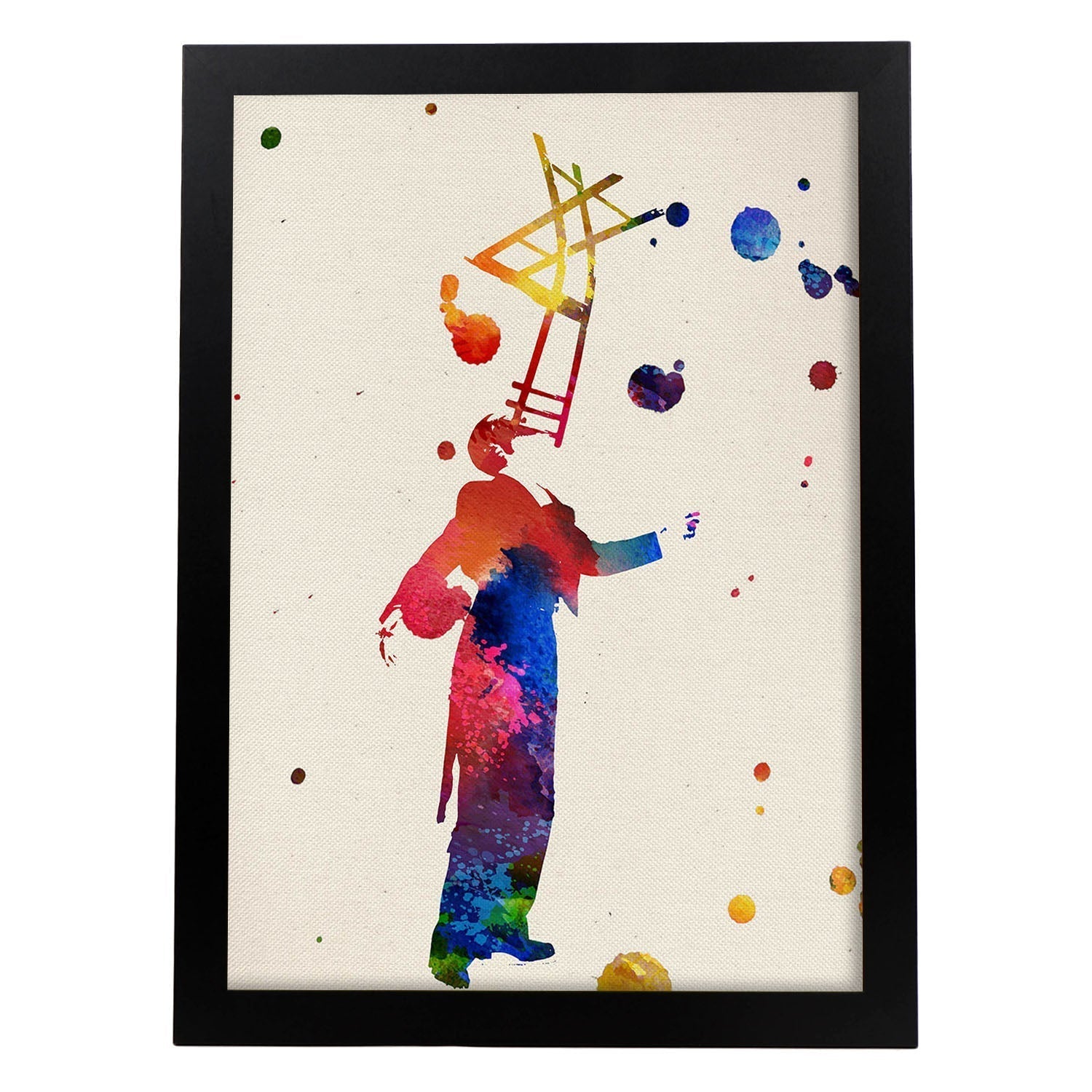 Affiche Acrobata Avec Conception Aquarelle. Mélange De Feuilles Avec Un Cadre De Style De Style Aquarelle Clair A3 - 3