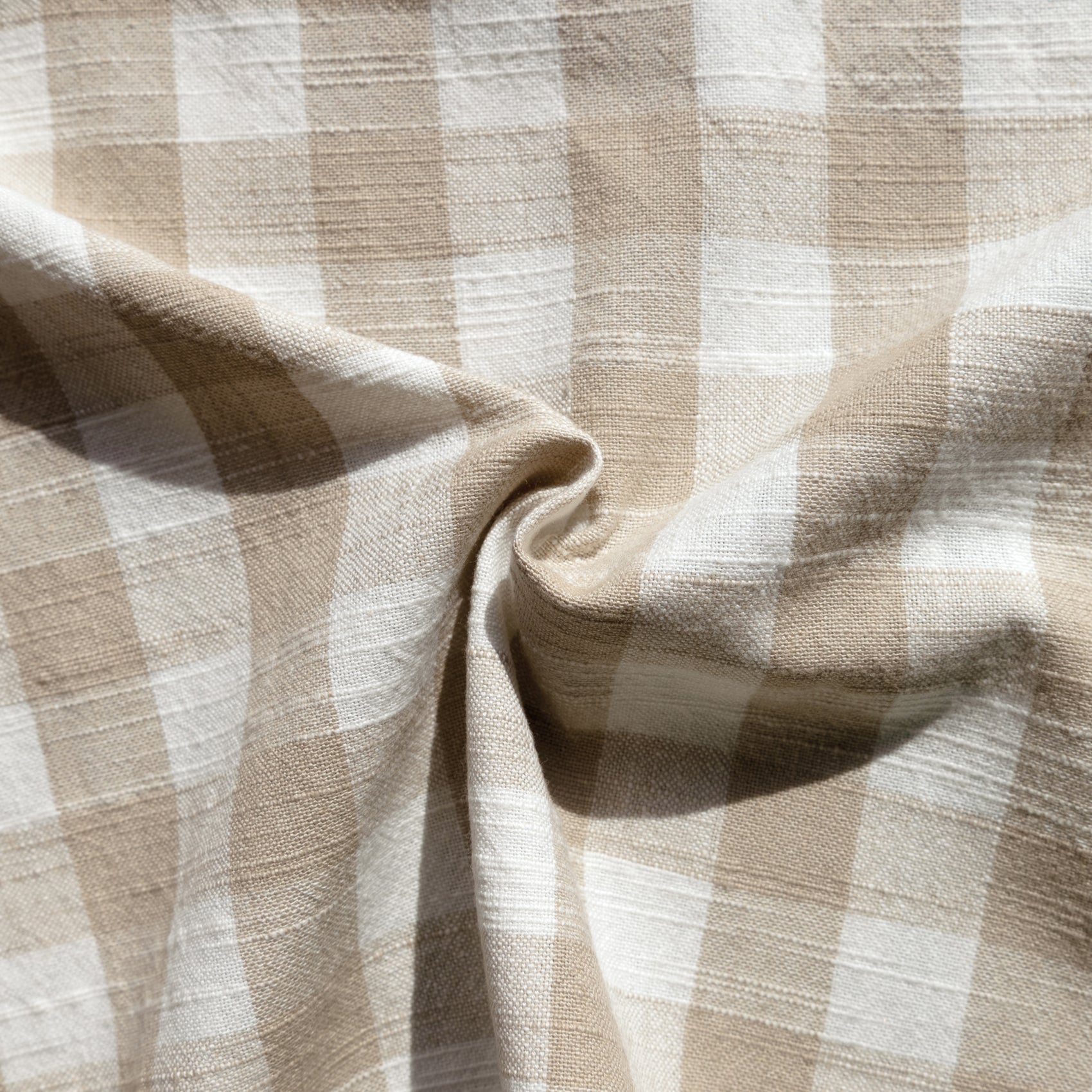 Édredon réversible coton flammé motifs rayures et vichy LOURMARIN - Beige - 70x200 cm - Coton - 7