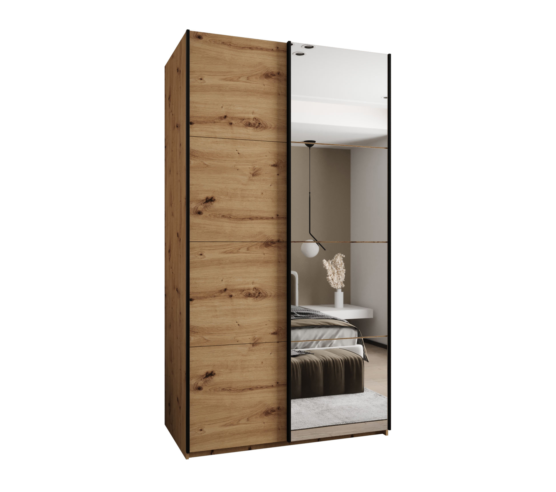 Szafa przesuwna wysoka Lux 3 140 x 64 x 245,5 cm artisan + artisan + u. czarny - Abiks Meble