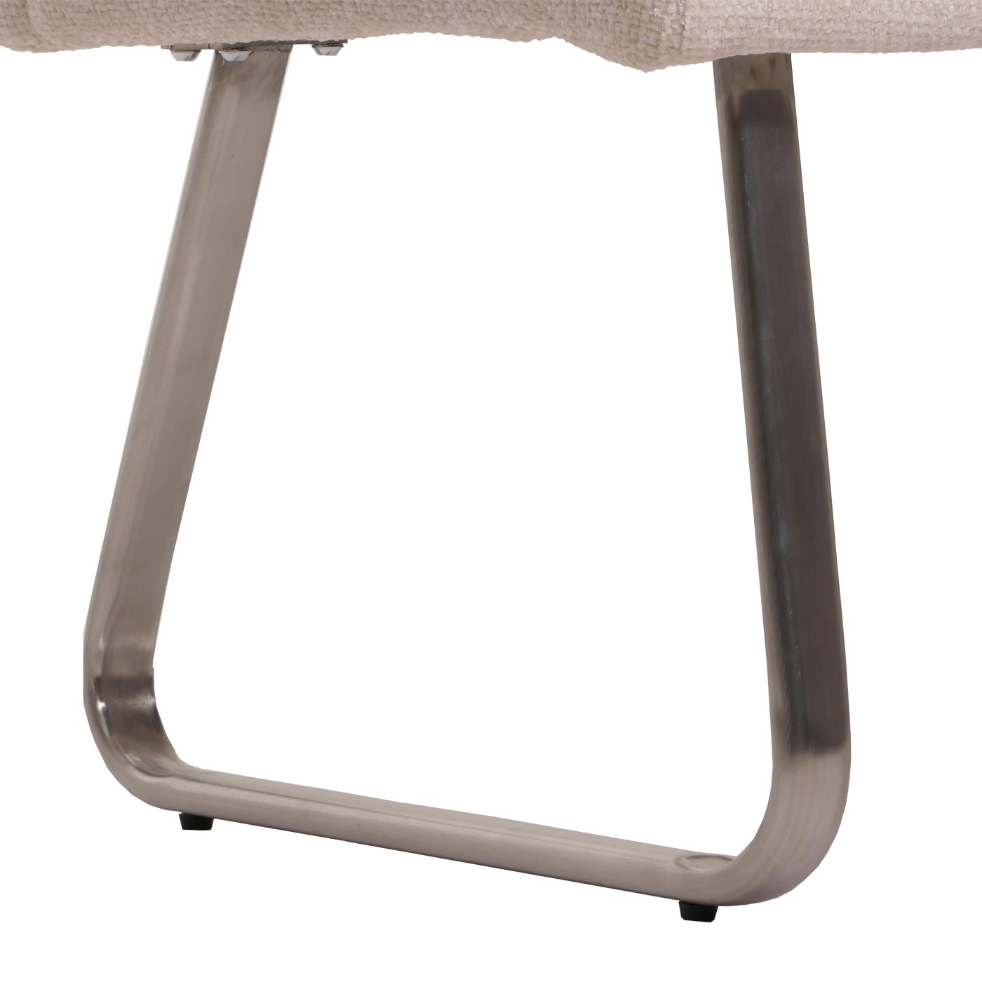 Set sala da pranzo HWC-G55, 2 sedie con braccioli + panca 160cm, acciaio inox stoffa/tessuto ciniglia ~ avorio - 6