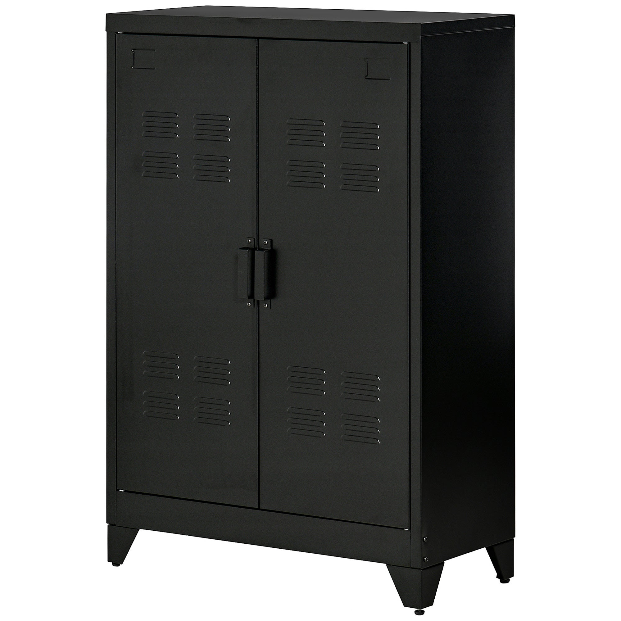 Armoire métallique 2 portes style industriel pour la maison et le garage, 75 x 33 x 110 cm, noire - 2