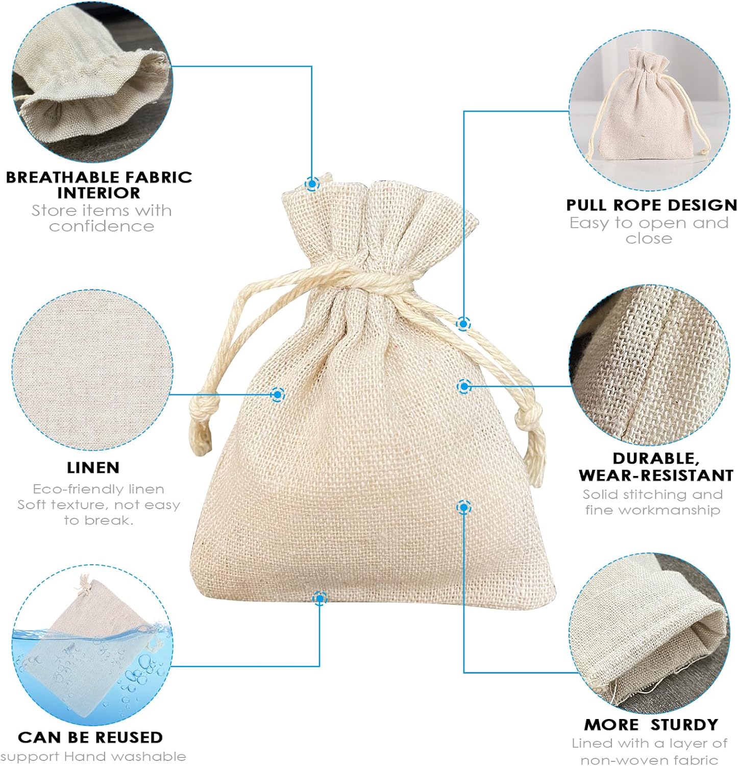 Bewudy Petits sacs en filet, lot de 6, petits sacs de rangement en