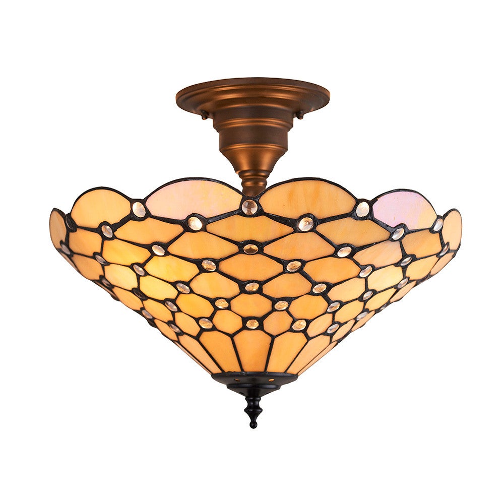Lampa sufitowa geometryczna PEARL beżowa 3xE27x40W szkło wym:31,5x37x37cm IP20 Tiffany