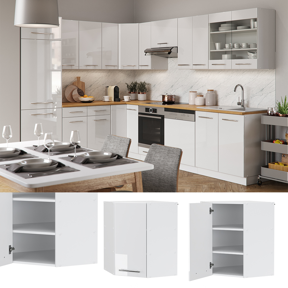 Vicco Elément haut de cuisine Fame-Line, Blanc Haute brillance, 57cm - 2