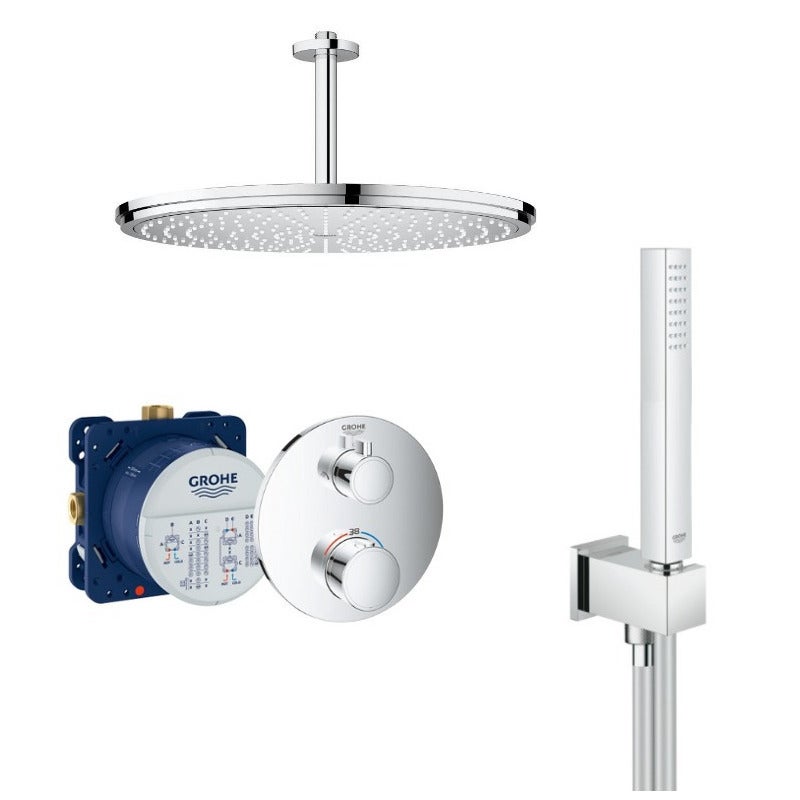 Pack de douche encastré GROHTHERM CUBE GROHE 34741000 - tête 23x23 cm