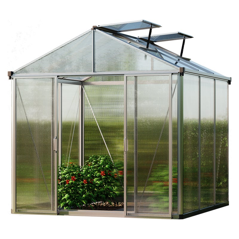 GFP szklarnia TITAN 21 rama aluminiowa 222x222 cm - grube panele poliwęglanowe ok. 10 mm