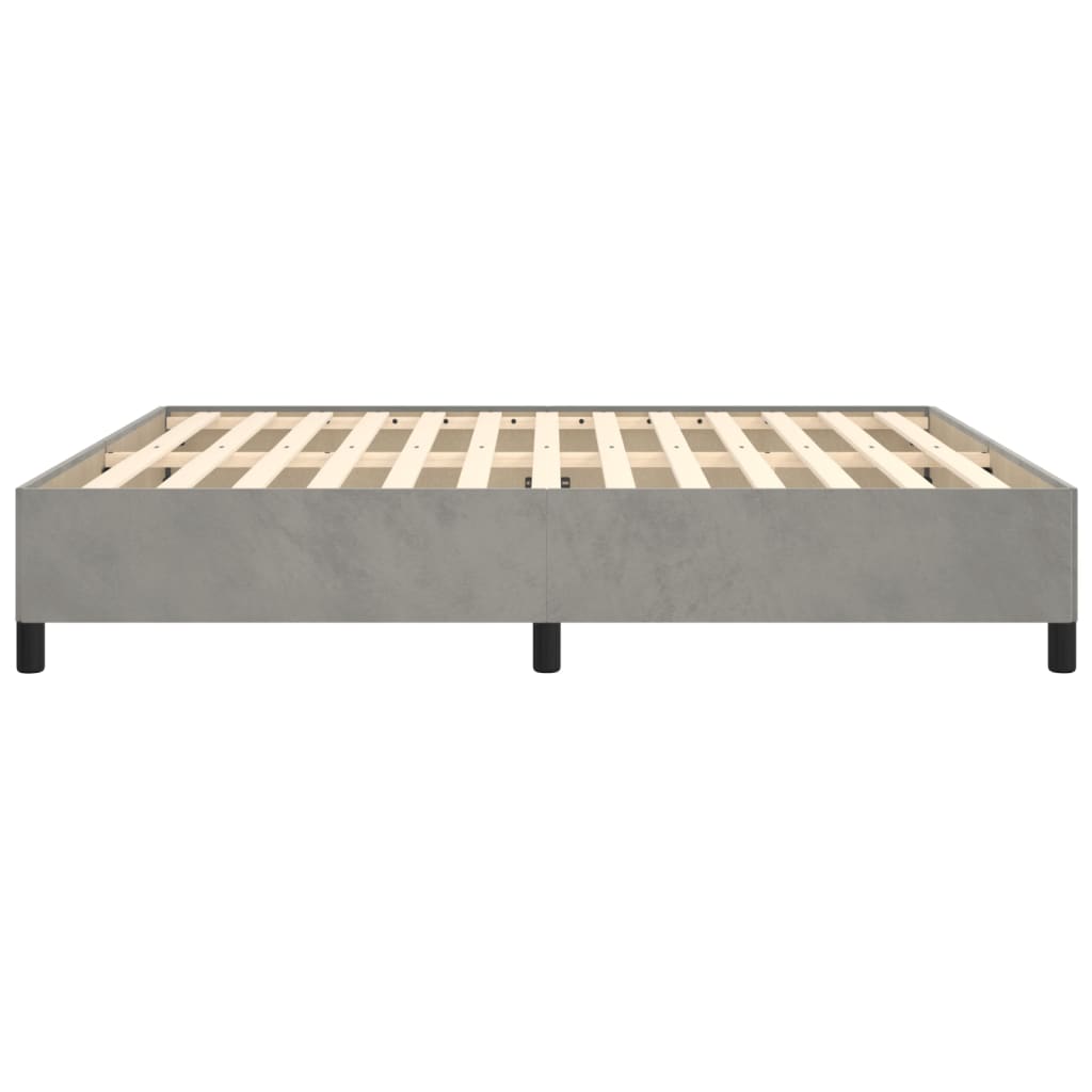 Cadre de lit sans matelas gris clair 160 x 200 cm en velours - 6