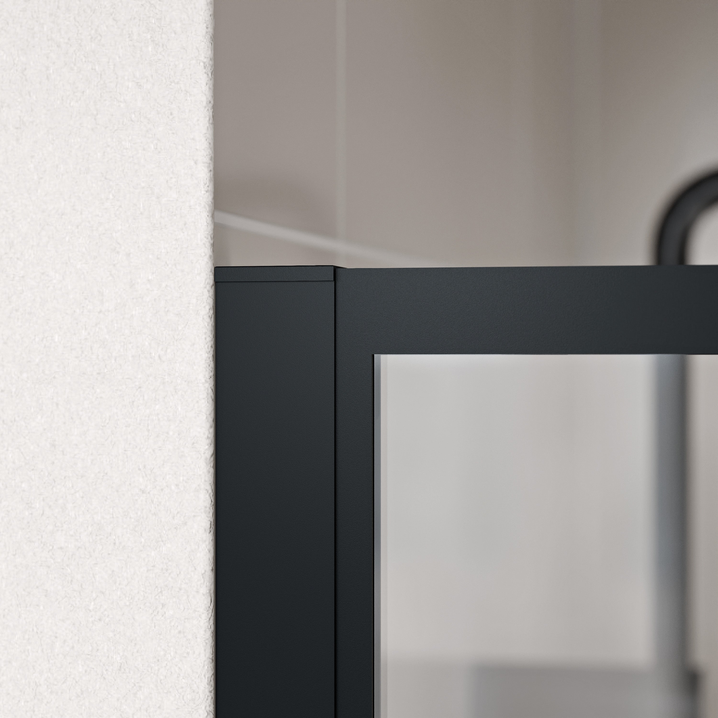 Bernstein Ścianka prysznicowa 140cm Walk-In 8mm FRAME profil czarny drążek stabilizujący - 3