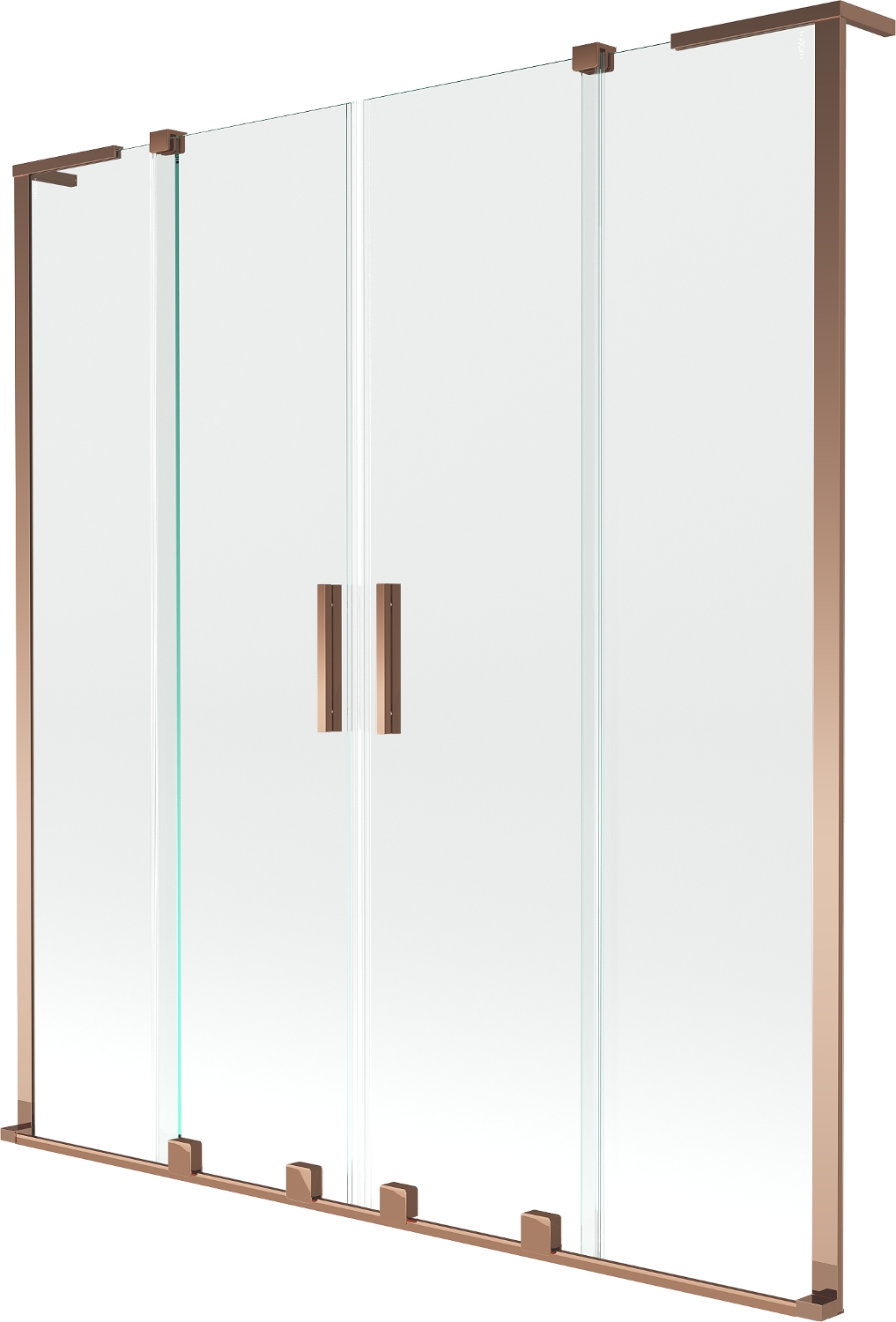 Mexen Velar L Duo parawan nawannowy 2-skrzydłowy rozsuwany 140 x 150 cm, transparent, różowe złoto - 896-140-003-02-60