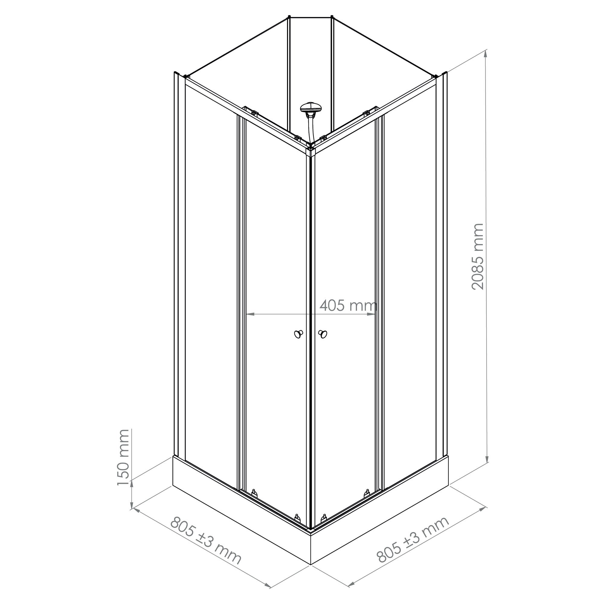 ONDEE - Cabina de ducha MELIA - Montaje sin silicona - 80x80cm - Perfiles de aluminio - blanco - se entrega en kit - 6