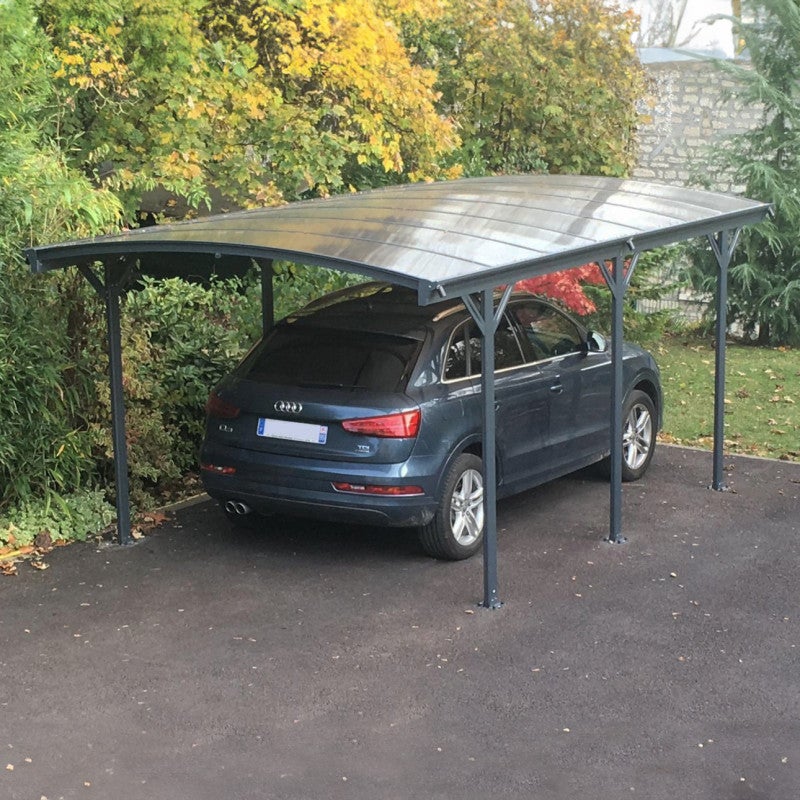 X-Metal Carport autoportant aluminium 17m² polycarbonate 6mm anthracite avec kit d'ancrage - 2