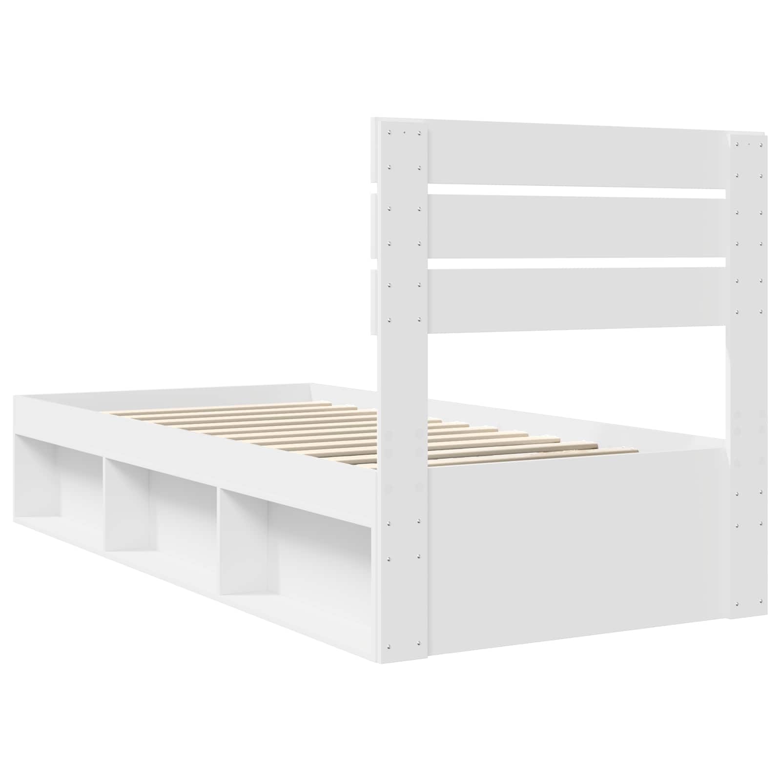 Cadre de lit avec tête de lit en pin massif blanc, 100 × 200 cm - 9
