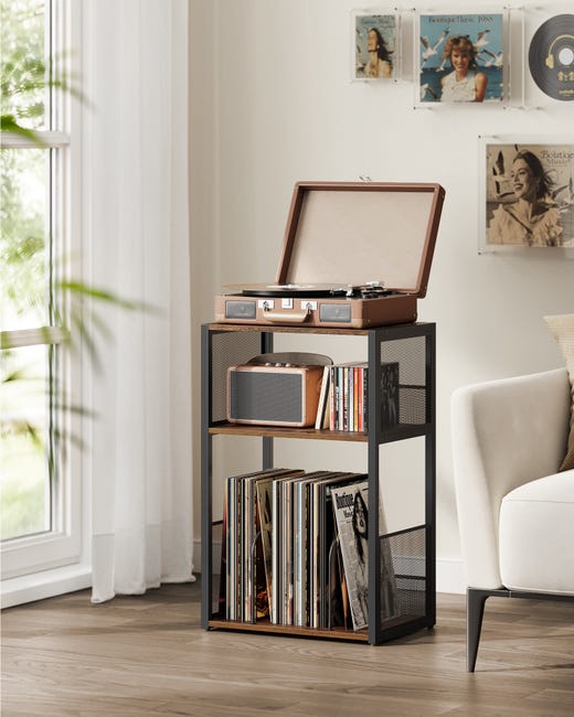 Semiocthome Supporto per giradischi con cassetta portaoggetti in vinile a incastro, tavolo per giradischi con cassetto e gambe in legno massello, tavolino laterale per giradischi per soggiorno camera Semiocthome Supporto per giradischi con cassetta portaoggetti in vinile a incastro, tavolo per giradischi con cassetto e gambe in legno massello, tavolino laterale per giradischi per soggiorno camera