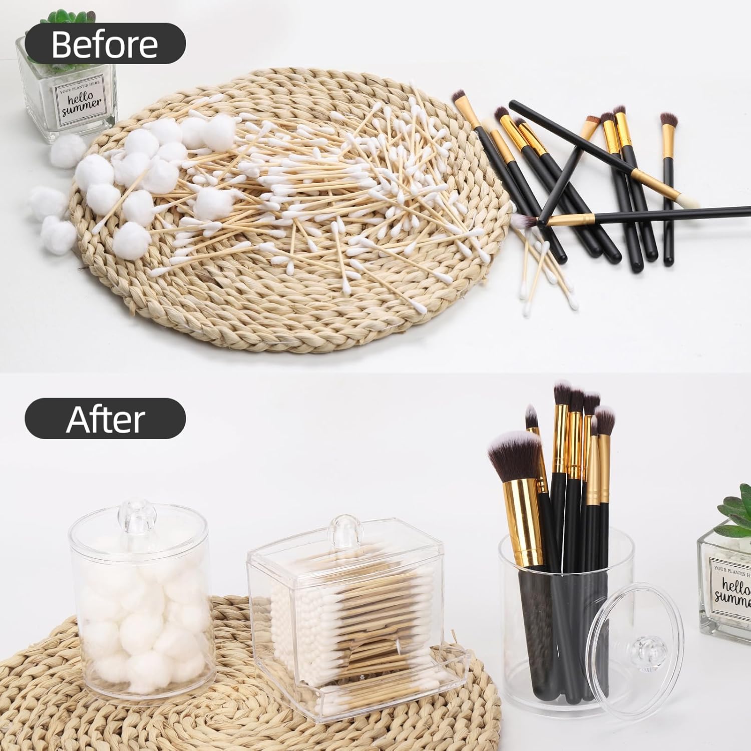 Distributeur de cotons-tiges, récipient de salle de bain, pot de rangement en plastique transparent pour ranger les cotons-tiges et les cure-dents. - 4