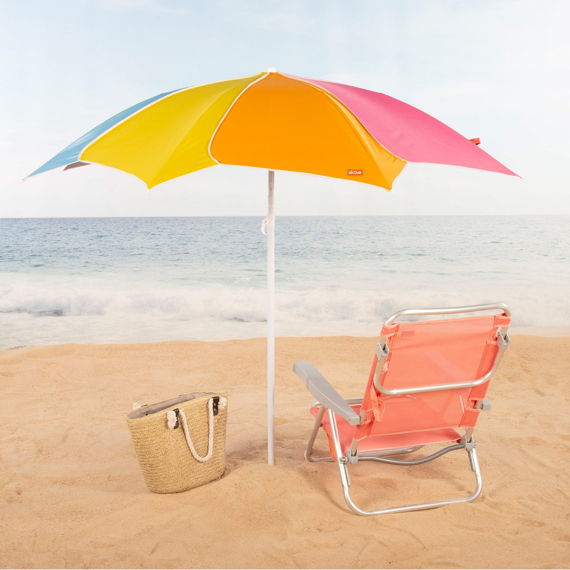 Aktive Beach Sombrilla de playa inclinable y protección UV50 multicolor D180 cm - 2