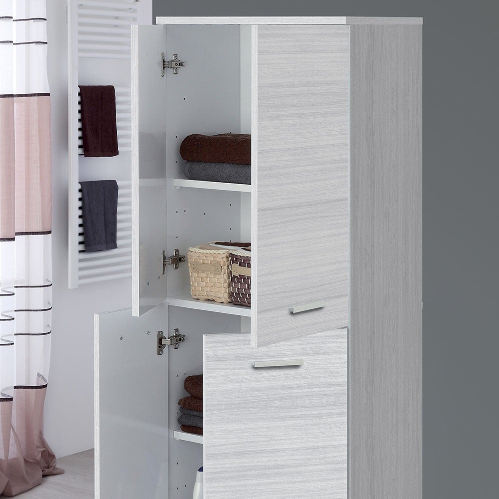 Grand meuble de salle de bain gris 4 portes 60x153,5 cm Polyvalent ou meuble à chaussures - 4