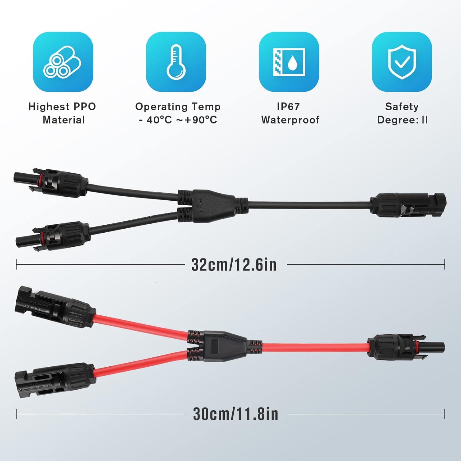 Conector profissional para cabo de painel solar, conector Y de 1 para 2 derivações, adaptador solar. - 2