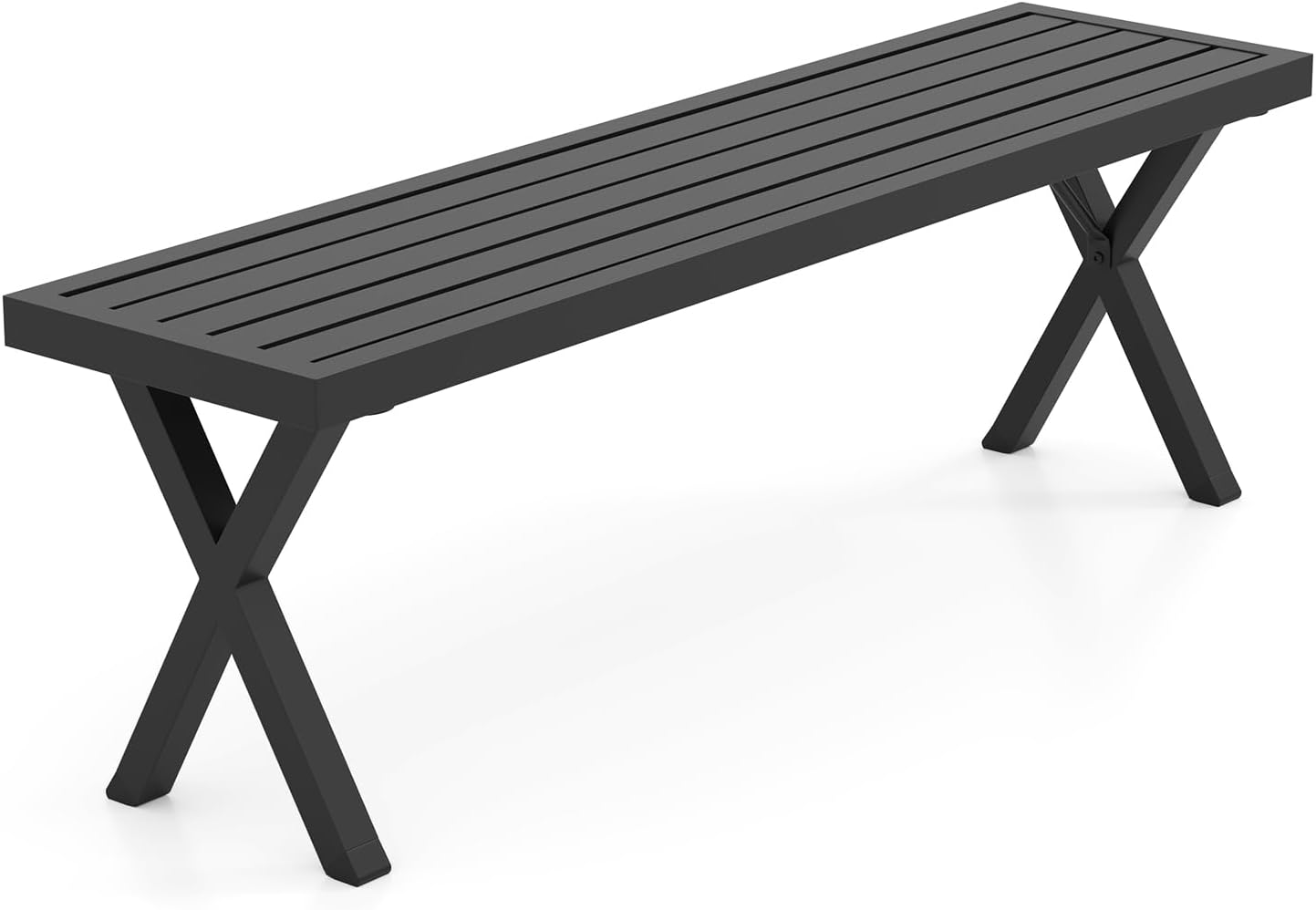 Bancă de grădină, bancă cu 2 locuri, 138x36x46 cm, capacitate 360 kg, bancă exterior grădină, picioare în formă de X, tampoane antiderapante