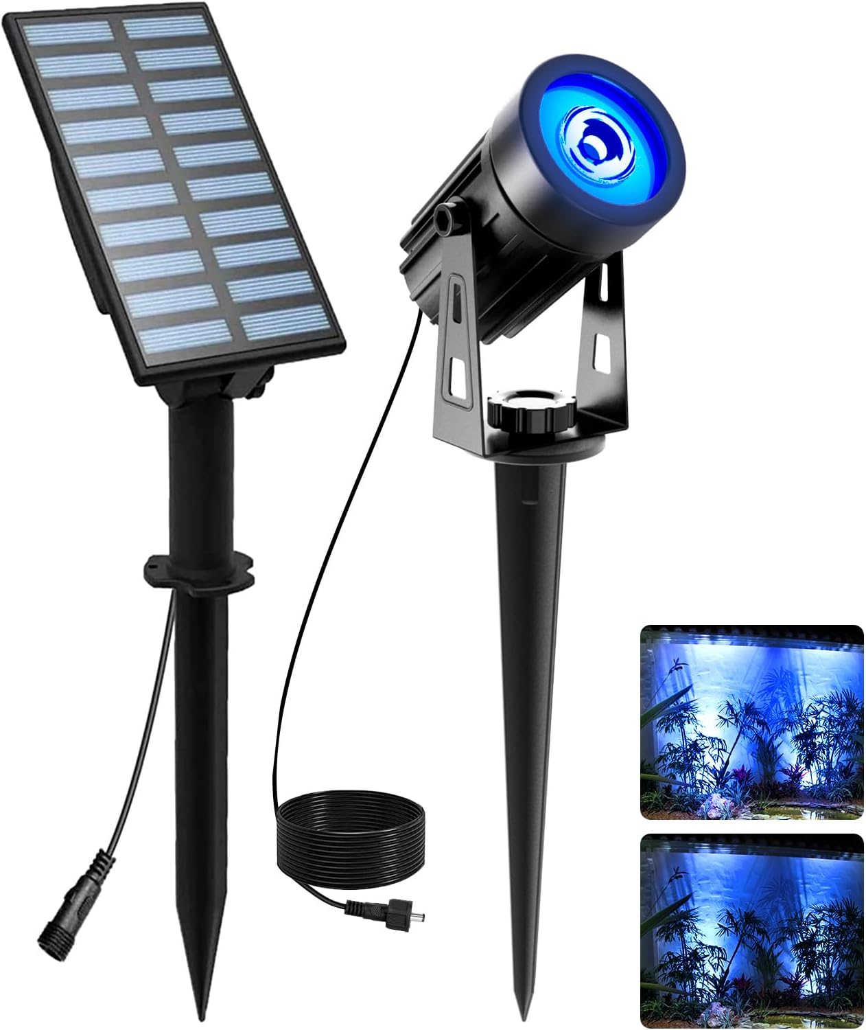 Reflektor solarny zewnętrzny, wodoodporny IP65, odpowiedni do ścieżek ogrodowych, niebieskie oświetlenie solarne do użytku zewnętrznego