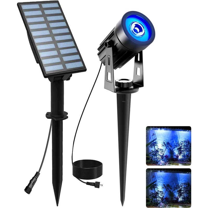 Reflektor solarny zewnętrzny, wodoodporny IP65, odpowiedni do ścieżek ogrodowych, niebieskie oświetlenie solarne do użytku zewnętrznego