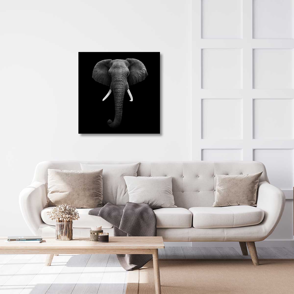 Peinture Sur Toile Abstraite Représentant Un Éléphant Noir Et Doré