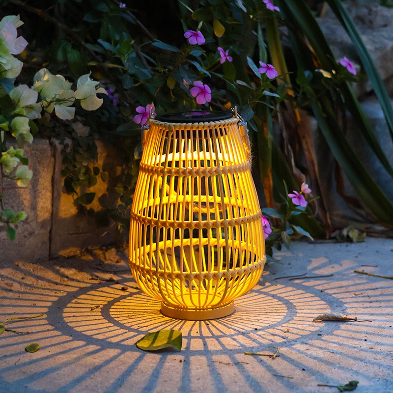 ZWOOS Lanterne Solaire Rotin Extérieur - Style Bohème, Suspendue Ou Debout, Pour Balcon, Terrasse, Jardin