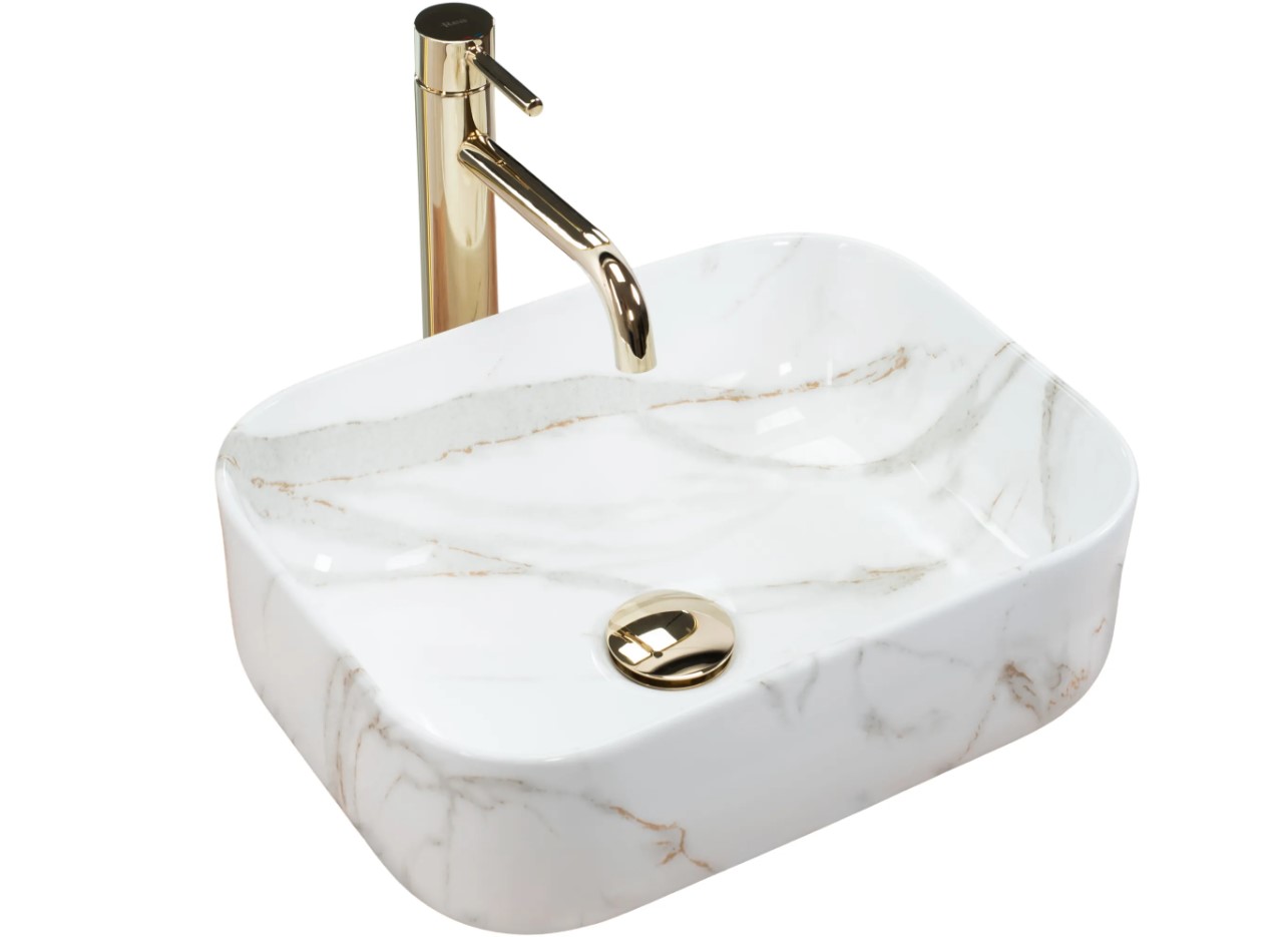 Umywalka Nablatowa Rea Demi Mini Shiny Aiax Biały 40,5 X 31