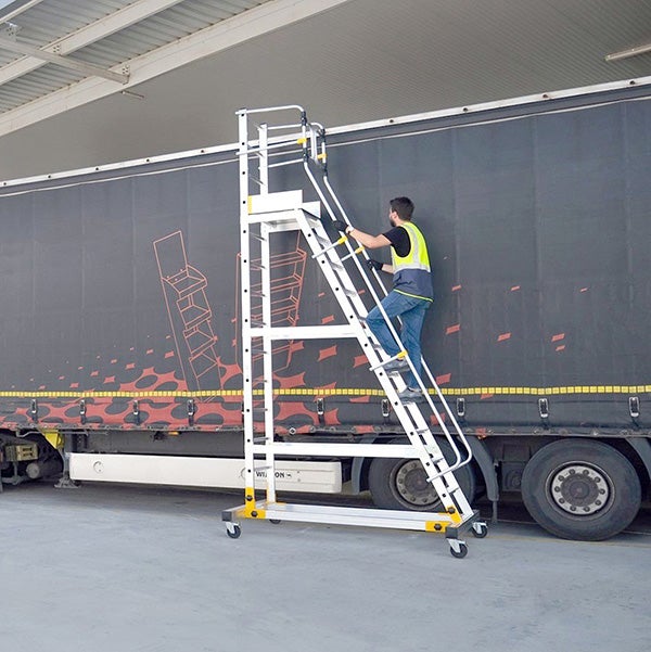 Escabeau roulant 8 marches - Hauteur max. de travail 4.00m - Portillon saloon - RD0012-2 - 6