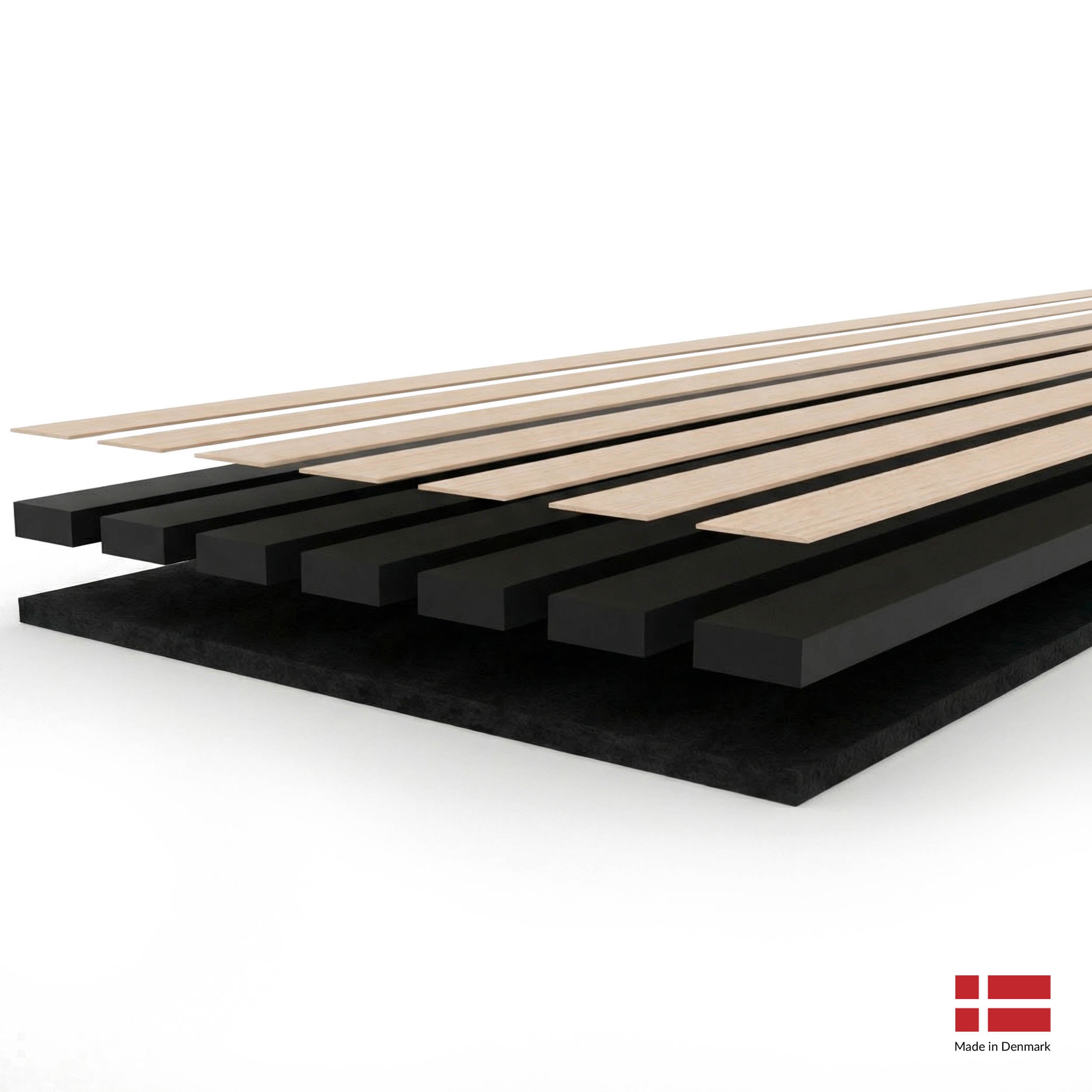 Lot de 2 panneaux tasseaux acoustiques MDF décor noir mat, feutrine noire, 240x32 cm Nordic Acoustics - 4