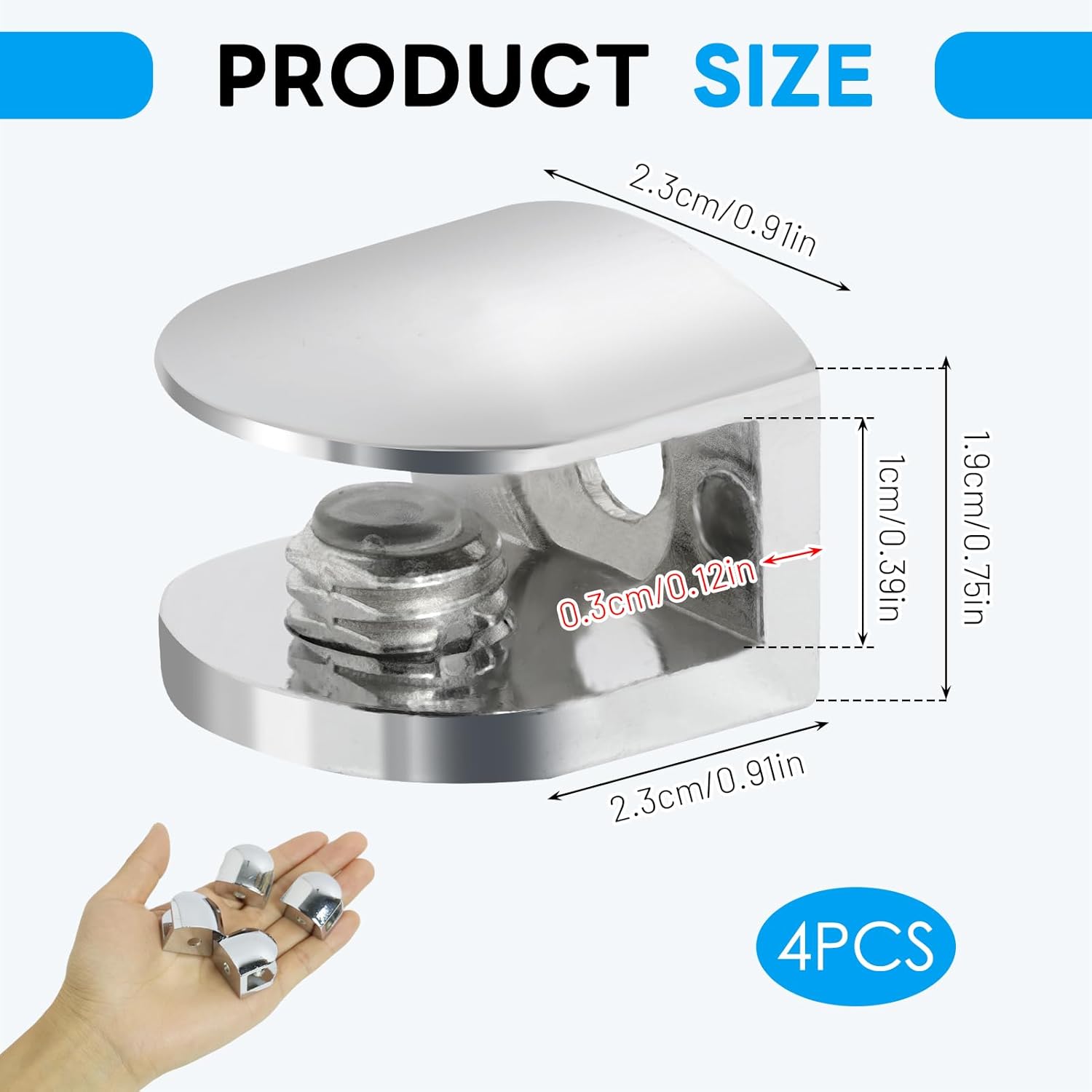 YMDZ 2 Pcs Staffa Per Mensola Regolabile Supporto Morsetti Vetro F