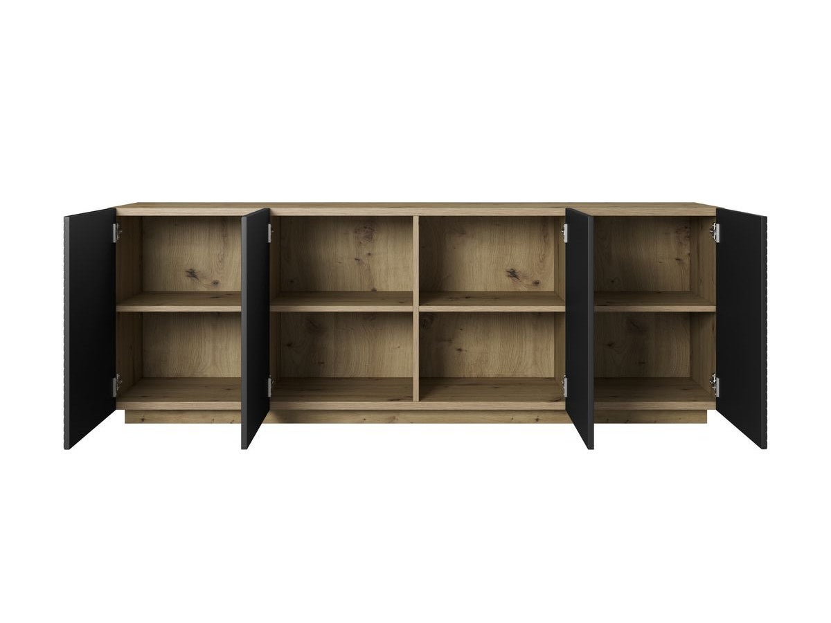 Buffet 4 portes 200 cm ALICE BOBOCHIC Chêne et noir | Leroy Merlin