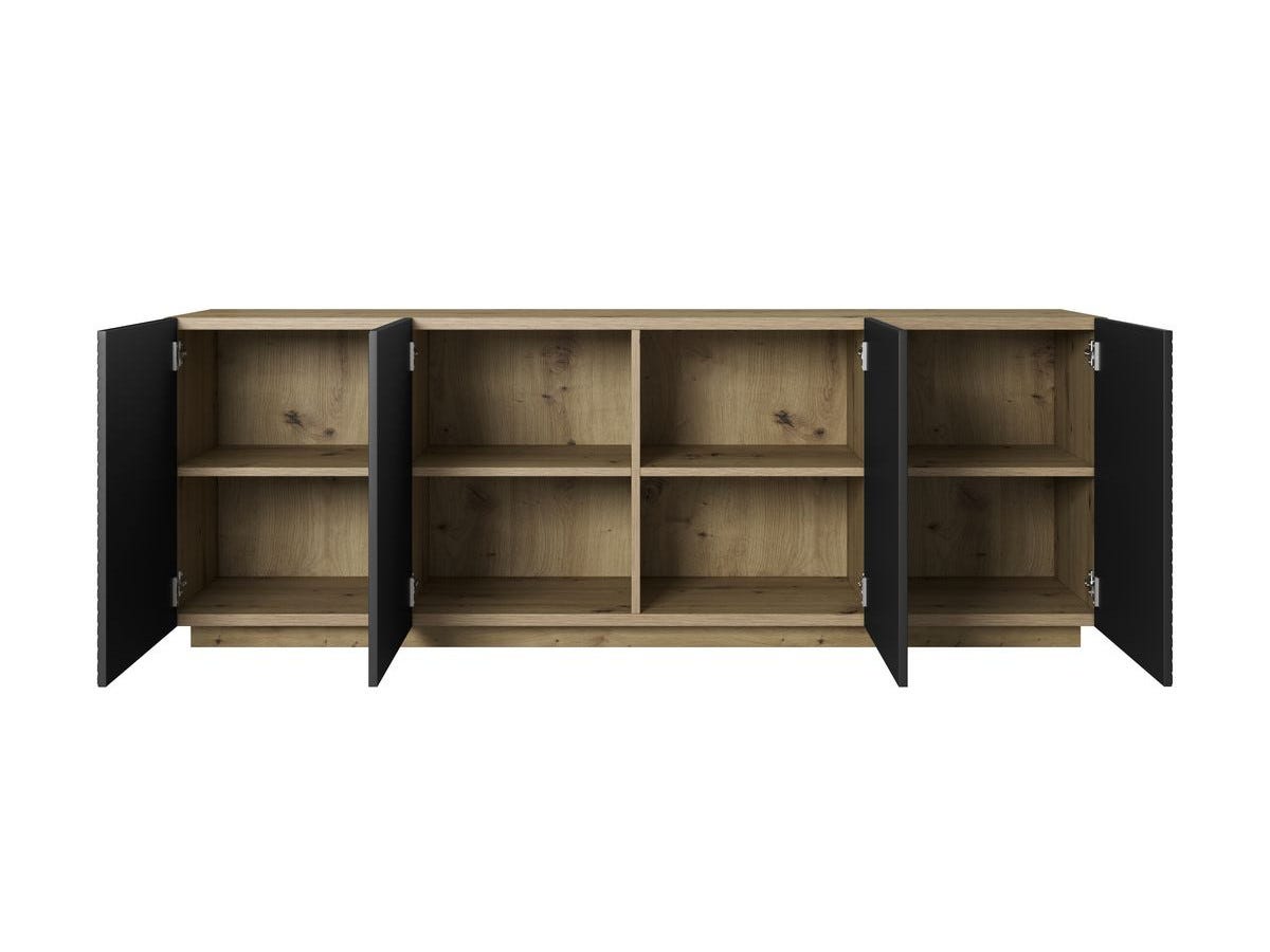 Merlin Alice Buffet 4 portes 200 cm ALICE BOBOCHIC Chêne et noir | Leroy Merlin