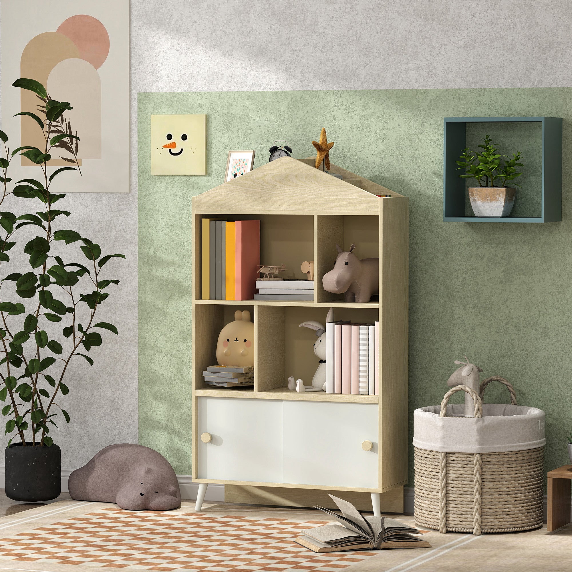Bibliothèque pour Chambre enfant en MDF Multicouleur H. 140.5 x l. 30 x P. 80 cm - 2