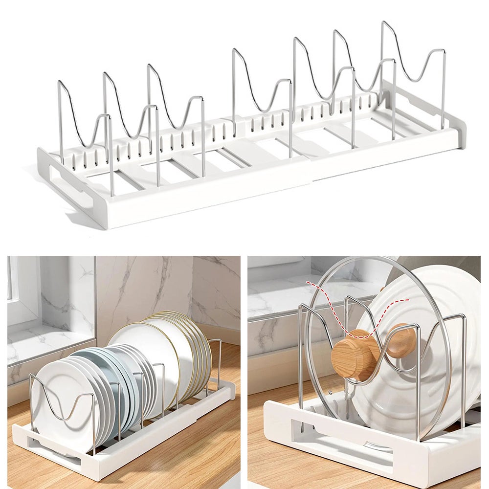 Regulowane teleskopowe wsporniki, stojak do przechowywania garnków i desek do krojenia, ociekacz do naczyń, teleskopowy