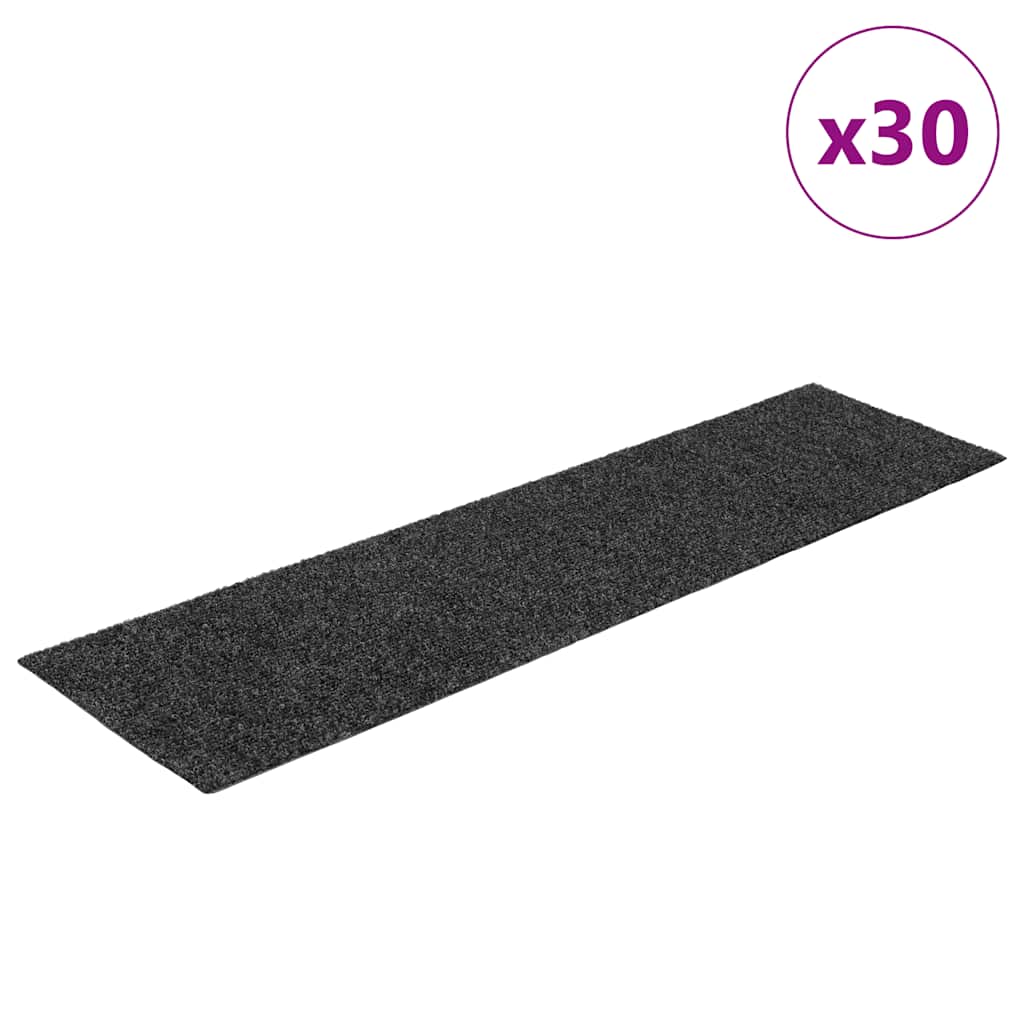 Tapis d'escalier auto-adhésifs 30 pcs anthracite 76x20 cm - 2