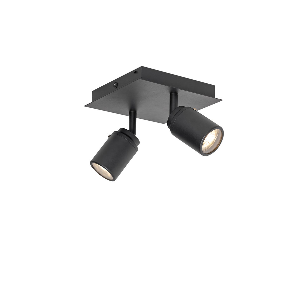 Qazqa regulowany reflektor sufitowy 2-punktowy - Ducha - czarny, gu10, żarówkami LED 4.7 w zestawie, 2700k - 6500k, ściemnialny