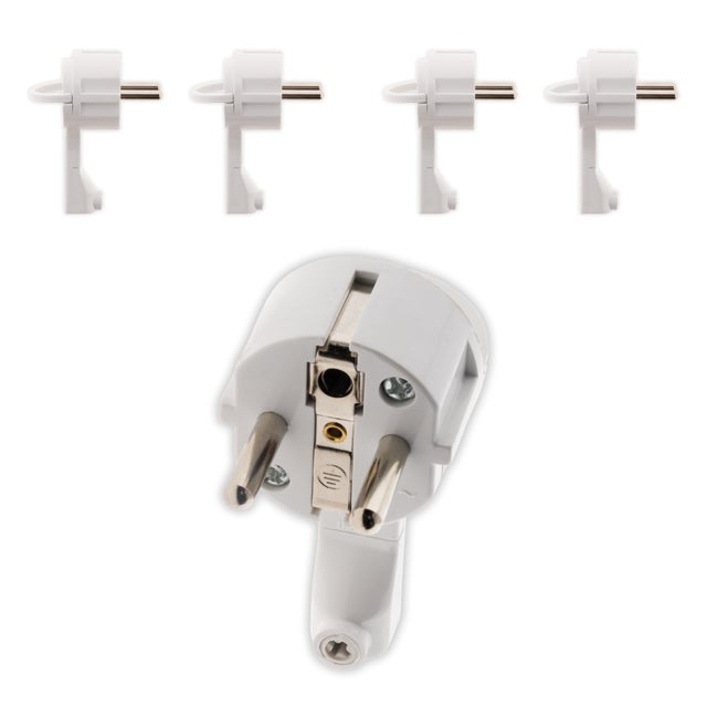 Lot de 5 fiches mâles 2P+T 16A extraplate - Blanc - Zenitech