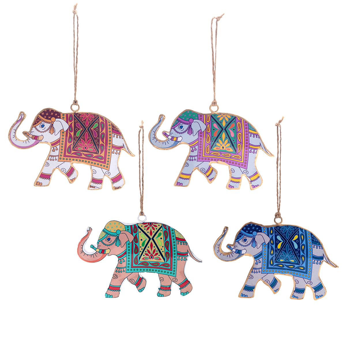 Origen home decor colgante elefante 4 u colgantes   colgante multicolor - 9x14x1cm