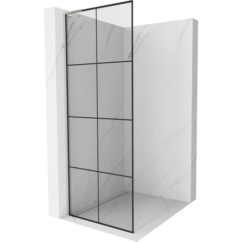 Mexen Kioto L ścianka prysznicowa Walk-in 80 x 200 cm, czarna kratka, nikiel szczotkowany - 800-080-103-97-77