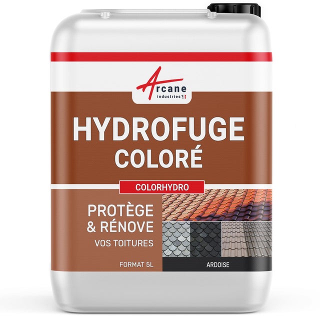 Hydrofuge Coloré Tuile et Toiture - COLORHYDRO - 5 L (jusqu'à 20 m²) Ardoise - RAL 9004 - ARCANE INDUSTRIES