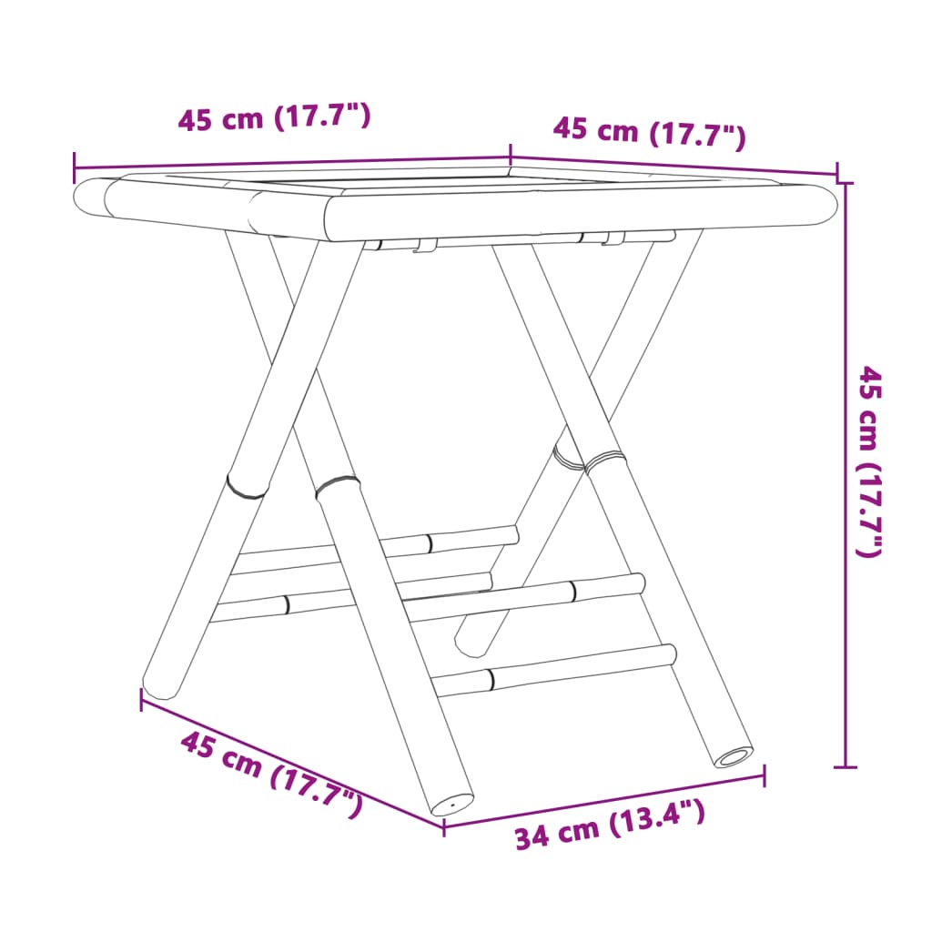 Table de jardin pliable 45x45x45 cm bambou - 8