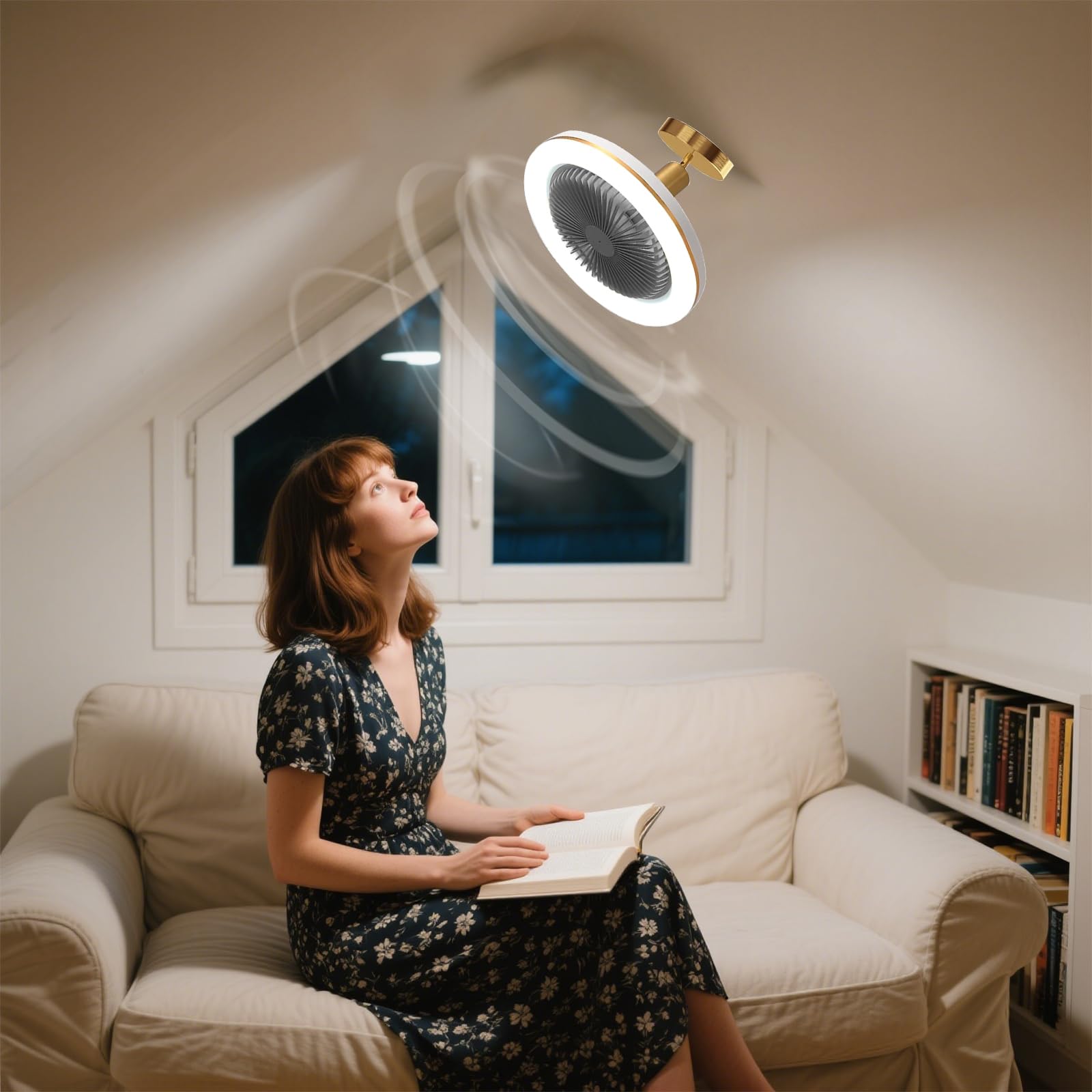 Ventilateur de plafond silencieux avec éclairage, 30 W, avec télécommande, douille E27, 3 vitesses, 3 couleurs dimmables - 5