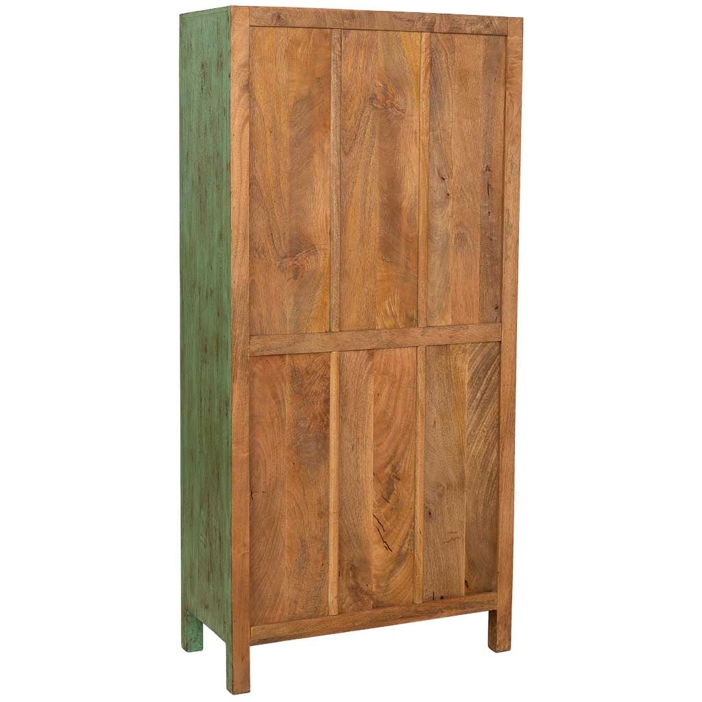 Vetrina in legno verde fatta a mano 85x40x180h cm - 4