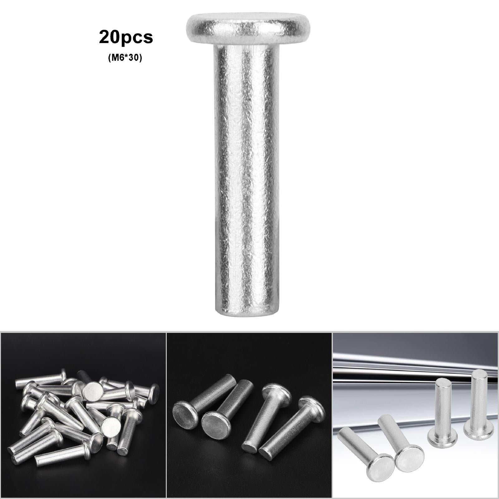 M6 GB867 20 pezzi Rivetti solidi a testa piatta in alluminio (M6 x 30) - 2
