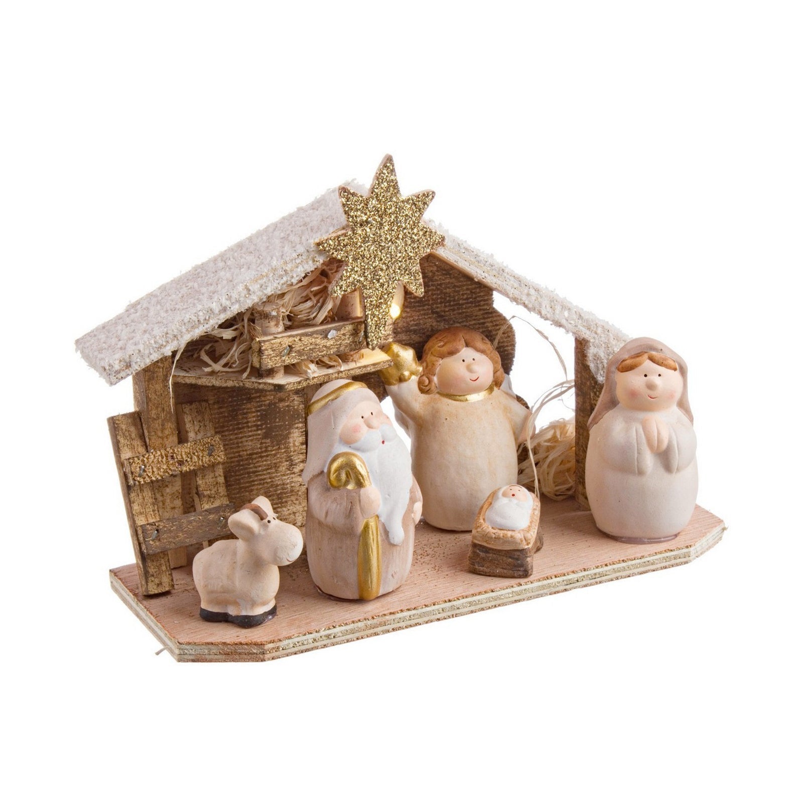 Natività In Ceramica Bianca - 19 Cm - Fatta A Mano - 3 Pezzi