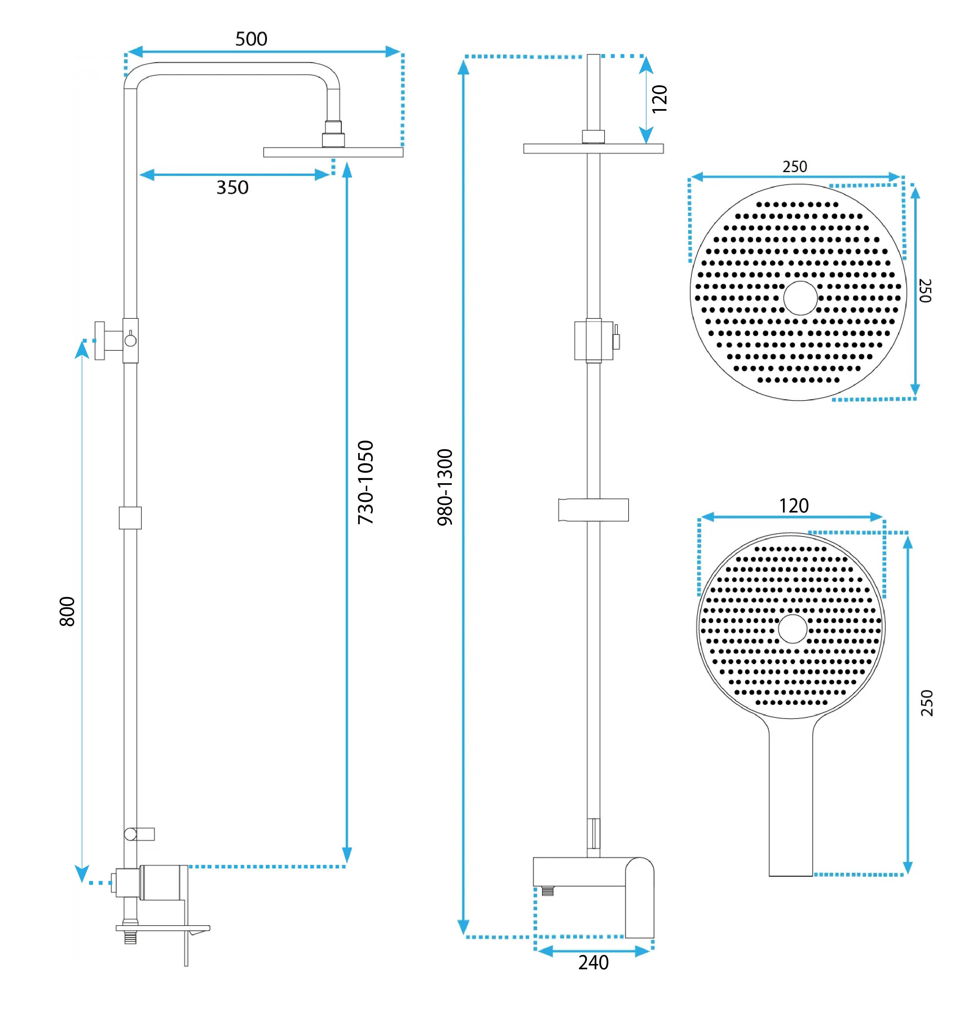 Zestaw Prysznicowy REA AVALON Złoty Szczotkowany - 8