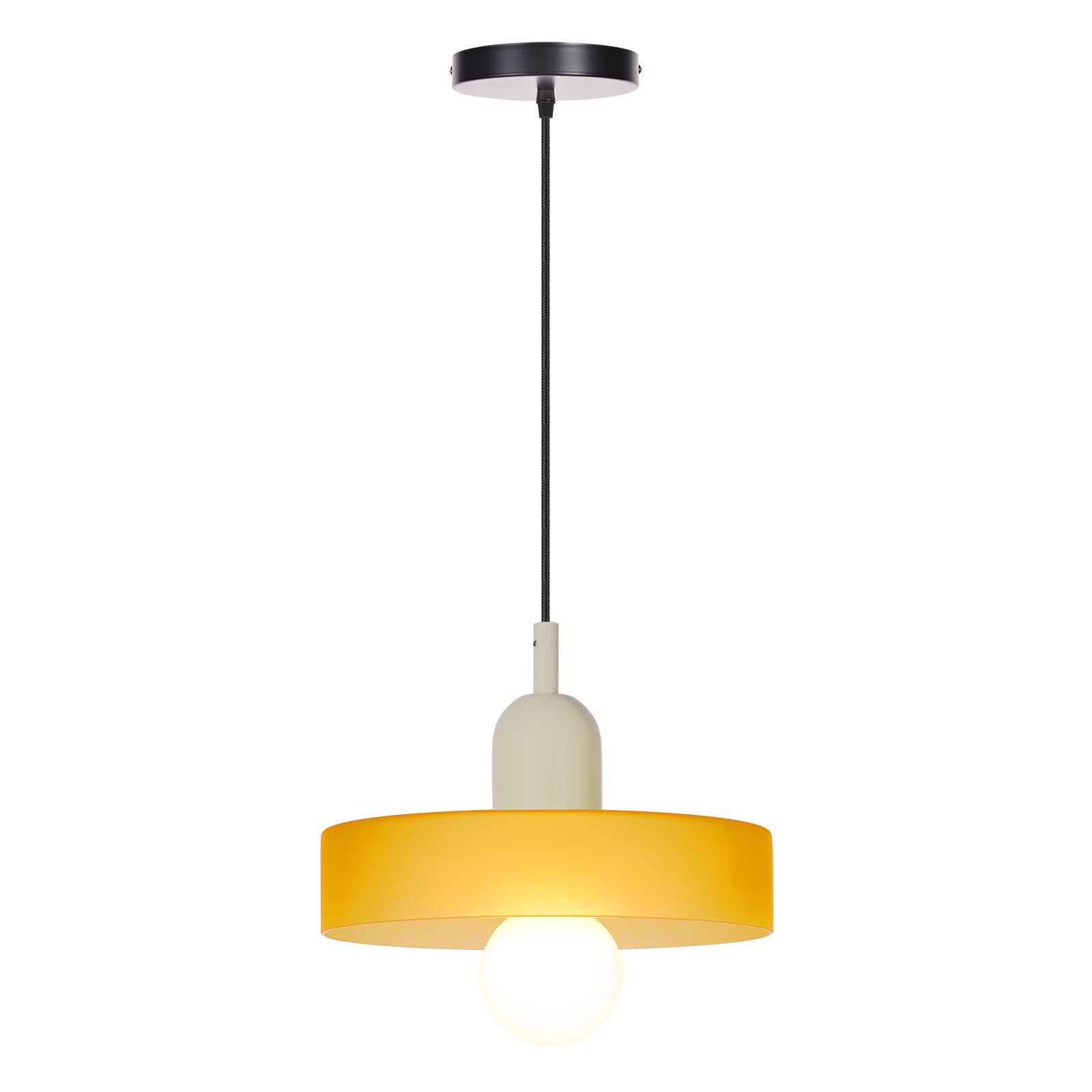 Suspension Arturesthome,Lumière intérieur,Cylindre,Verre,E27,Blanc Avec Orange,Salon,Chambre,Salle à manger,Ilot de la cuisine,D25CM x H18CM - 2