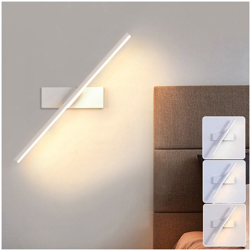 Lampa ścienna LED 30 cm, kinkiet łazienkowy, oświetlenie lustra, lampka nocna z regulowanym kątem, 3 regulowane temperatury barwowe