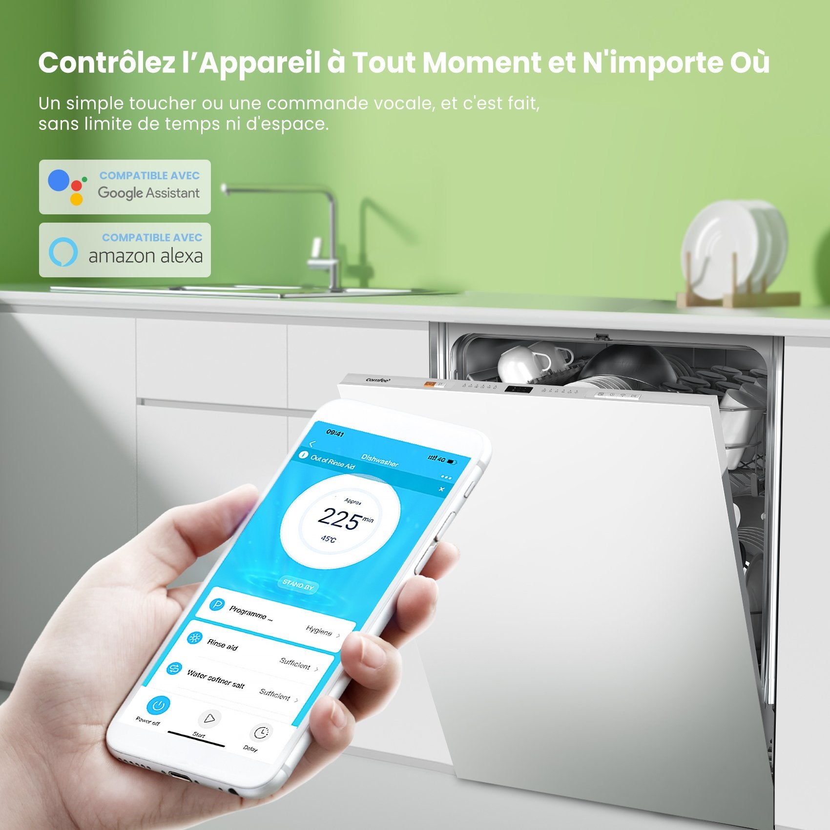 Lave-Vaisselle Encastrable 12 Couverts COMFEE - Programme Nuage, Départ Différé, Lavage Rapide Non Habillé (Sans Façade) - 3